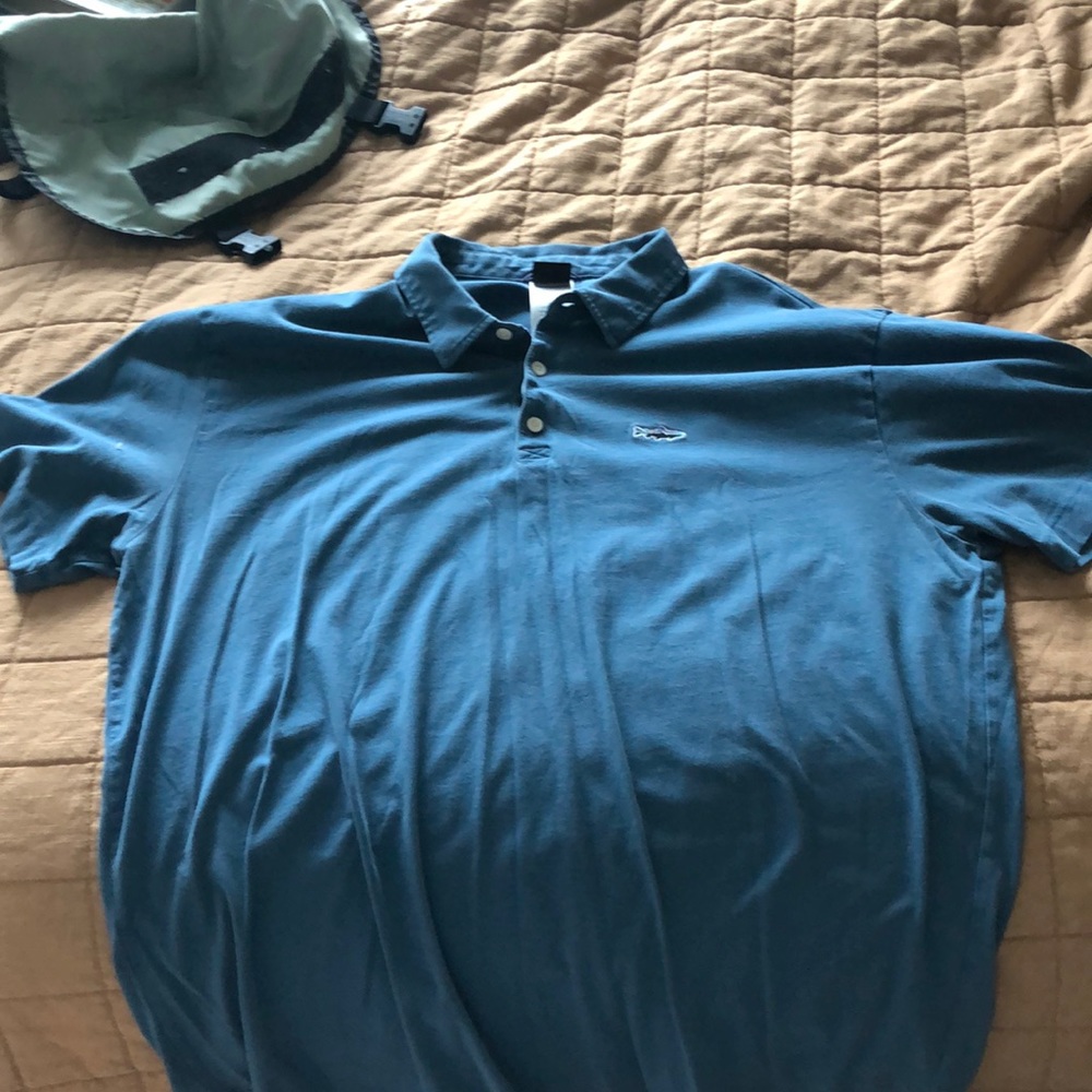 Mens Classic Blue Polo with Fish Logo